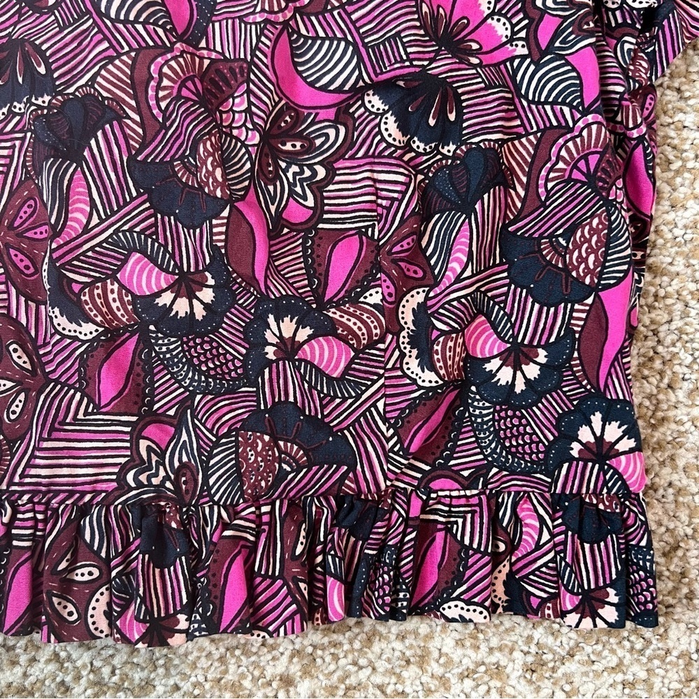 Zara Trafaluc Pink Floral Ruffle Crop Top Size Small - Picture 5 of 10